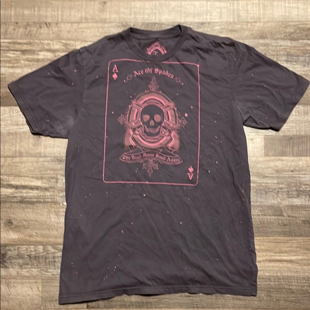 Black and Pink Ace of Spades Short Sleeve Tee with Bold Graphic Design